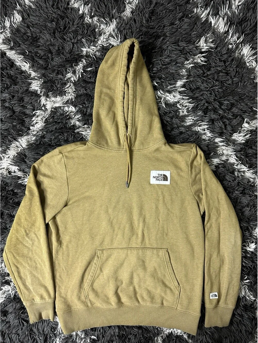 The North Face Hoodie Pullover Sweatshirt Brown Gold Mens Large L Patch